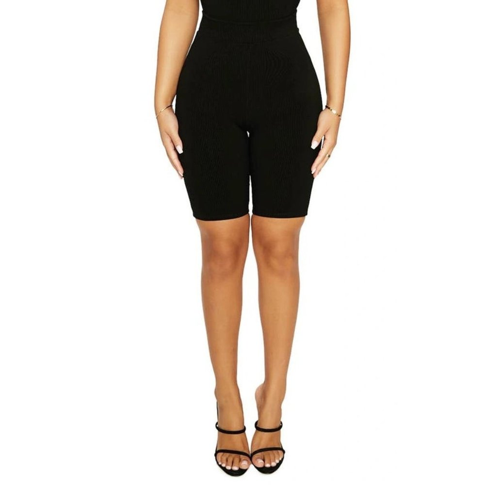 Naked Wardrobe Black Snatched Ribbed Shorts Size S NW-P0081 - Picture 1 of 9